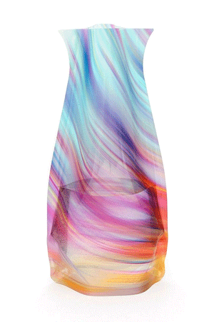 Rize expandable vase, abstract swirl of colors, 10.25x6.25, BPA Free plastic_31836607480008