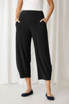 Sympli Narrow Lantern Pant in Black.  Yoke waistband and balloon leg with 2 front pockets.  25" inseam._t_32029327589576