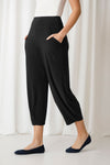 Sympli Narrow Lantern Pant in Black. Yoke waistband and balloon leg with 2 front pockets. 25" inseam._t_32029327524040