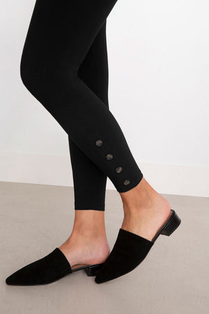 The Sympli Quest Legging is the lightest, most comfortable legging around! This everyday legging features side button closures at the outer ankles. The subtle details make this a terrific bottom layering piece under a tunic. It doesn't add bulk, it just provides coverage!_33564316696776